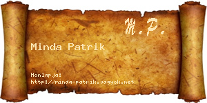 Minda Patrik névjegykártya